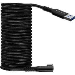 Kondor Blue - USB A TO USB C angular HIGH SPEED DATA AND cabo de alimentação 3A 60W 5G (10 FEET) (Raven Black) - miniatura 1