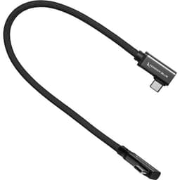 Kondor Blue - Dual angular 30cm USB-C Braided cabo for 8K Data and Power Delivery (Raven Black) - miniatura 1