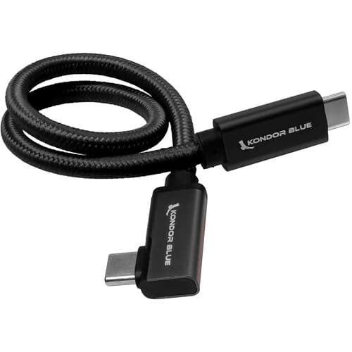 Kondor Blue - USB C to USB C cabo for SSD Recording & Charging - 8K Data and Power Delivery (angular) (30cm) (Raven Black)