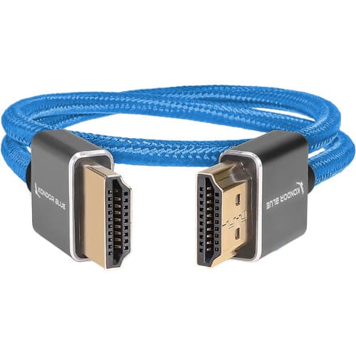 Kondor Blue - HDMI to HDMI 41cm Thin Braided cabo for on Camera Monitors (Kondor Blue)