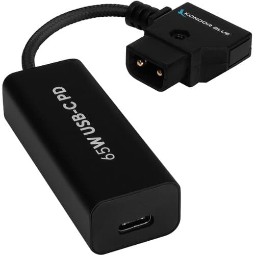 Kondor Blue - 6” D-Tap to fêmea USB C PD 2 Way Battery Charging cabo de alimentação (Raven Black)