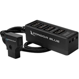 Kondor Blue - 12V Metal hub D-Tap Voltmeter 4 Way Port derivação de energia Splitter (1/4”-20 Threads) (Raven Black) - miniatura 1