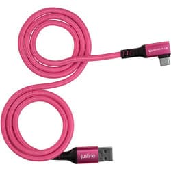 Kondor Blue - IJustine Pink USB A to USB C 3.0 angular High Speed Data and Charging cabo 3A 60W 5Gb/s (3 FT)
