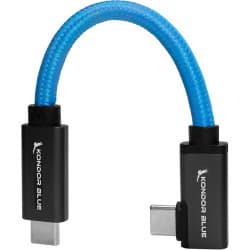 Kondor Blue - USB C to USB C cabo for SSD Recording & Charging - 8K Data and Power Delivery (angular) (15cm)(Kondor Blue)