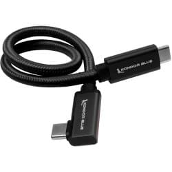 Kondor Blue - USB C to USB C cabo for SSD Recording & Charging - 8K Data and Power Delivery (angular) (30cm) (Raven Black)