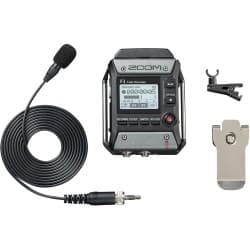 Zoom F1-LP - Gravador de Campo Portátil de 2 entradas/2 pistas com Microfone de Lapela