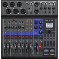 Zoom LiveTrak L-8 - Mixer Digital Portátil de 8 Canais e Gravador Multipista
