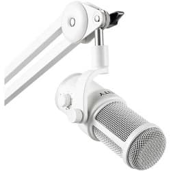 Deity VO-7U - Kit de Microfone Supercardióide Dinâmico com Boom Arm para Streamer (Branco)