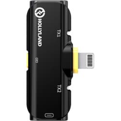 Hollyland LARK C1 DUO - Microfone Lapela Sem Fio/Wireless para iPhone iOS (Preto, 2,4 GHz)