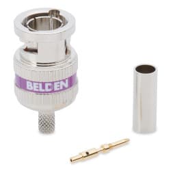 Belden - Conector de crimpagem BNC de 3 peças Belden 6 GHz para cabo coaxial Mini RG59 (Pack 50)