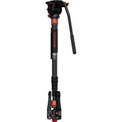 iFootage Cobra 3 - Monopé de fibra de carbono com base de mini tripé com liberação de pedal e cabeça fluida K5S