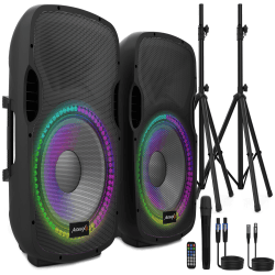 Audibax - Kit Alto-falantes Party 215  Led Set (2 altos falantes)