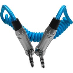 Kondor Blue - Cabo de áudio estéreo TRS em ângulo reto Coiled de 3,5 mm