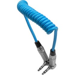 Kondor Blue - Cabo de áudio estéreo TRS em ângulo reto Coiled de 3,5 mm