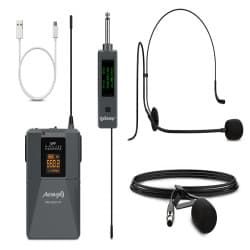 Audibax - Beltpack com microfone de cabeça e microfone de lapela Missouri UHF (Black)