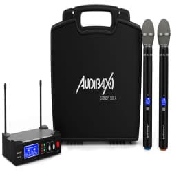 Audibax - Sidney 500 A Microfone sem fio profissional UHF de mão dupla + estojo (Black)