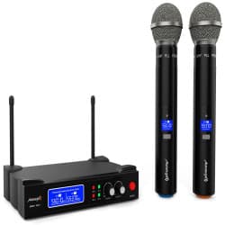 Audibax - Sidney 500 A Microfone sem fio profissional UHF de mão dupla + estojo (Black)