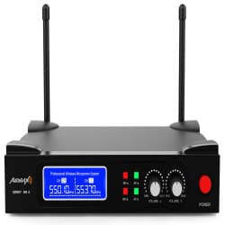 Audibax - Sidney 500 A Microfone sem fio profissional UHF de mão dupla + estojo (Black)