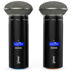 Audibax - Sidney 500 A Microfone sem fio profissional UHF de mão dupla + estojo (Black)