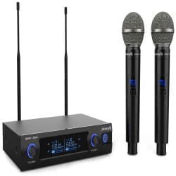 Audibax - Sidney 1250 A Sistema de microfone sem fio UHF duplo (Black)
