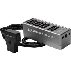 Kondor Blue - Macho D-Tap para Hub Divisor D-Tap Fêmea de 4 Portas com Voltímetro (40,6cm/Space Gray)