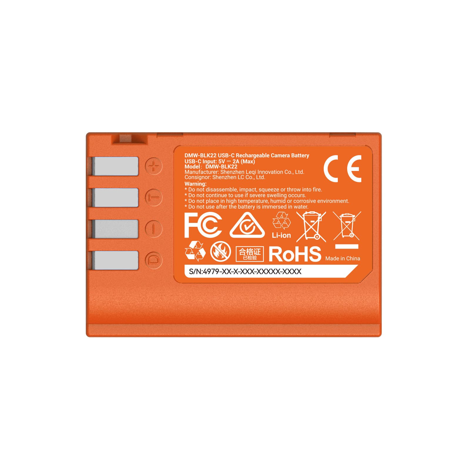 SmallRig - DMW-BLK22 USB-C Rechargeable Camera Battery（Orange） - imagem 2