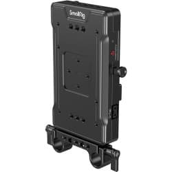 SmallRig - Placa adaptadora de bateria V-Mount com braçadeira de haste dupla de 15 mm
