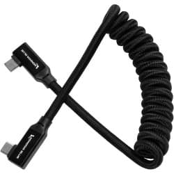 Kondor Blue - USB C 3.1 angular Braided cabo for 8K Data and Power Delivery (Raven Black)(espiralado)(30cm-61cm)