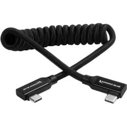 Kondor Blue - USB C 3.1 angular Braided cabo for 8K Data and Power Delivery (Raven Black)(espiralado)(30cm-61cm)