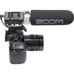 Zoom - Gravador de campo portátil de 2 entradas/2 trilhas com microfone shotgun F1-SP