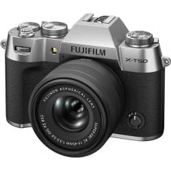 Fujifilm - Câmera Mirrorless X-T50 com lente 15-45 mm f/3.5-5.6 (Silver)
