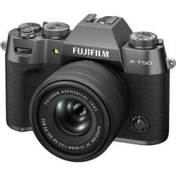 Fujifilm - Câmera Mirrorless X-T50 com lente 15-45mm f/3.5-5.6 (Charcoal Silver)