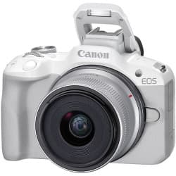 Canon - EOS R50 Mirrorless Camera with 18-45mm Lens (White)