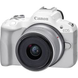 Canon - EOS R50 Mirrorless Camera with 18-45mm Lens (White)