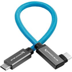 Kondor Blue - USB C to USB C cabo for SSD Recording & Charging - 8K Data and Power Delivery (angular)(22cm)