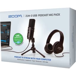 Zoom - Kit de Microfone de Podcast com Microfone ZUM-2, Fones de Ouvido, Suporte de Mesa, Cabo e Espuma Windscreen